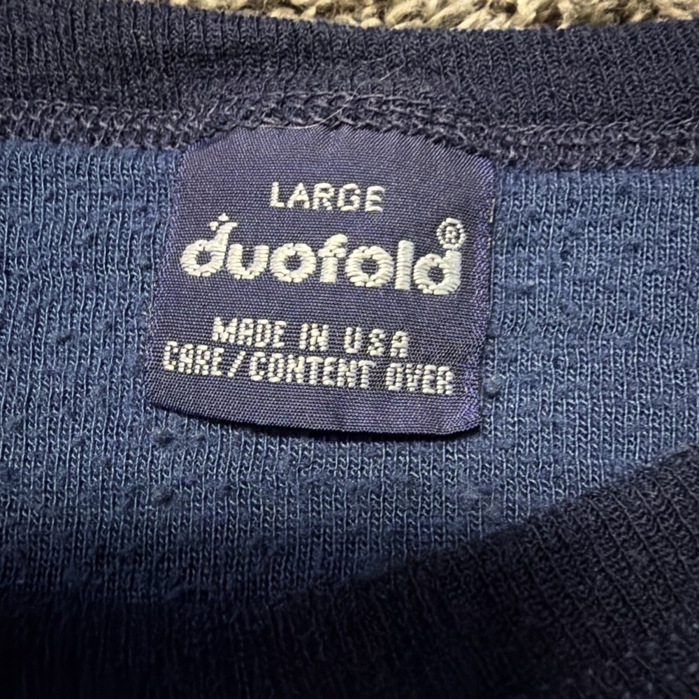 Duofold Shirt Mens Large Navy Blue Thermal Wool Blend Made in‎ USA Long Sleeve - Picture 2 of 5